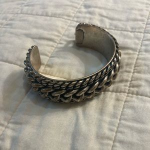 Vintage 1937 Sterling Silver Rope Cuff Bracelet
